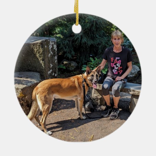 Waterverf Duitse herder Belgian Malinois Foto Keramisch Ornament (Achterkant)