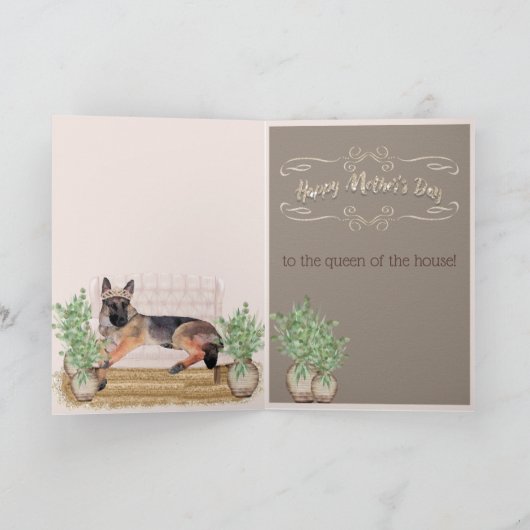 Waterverf Duitse Herder Fun Moederdag Kaart (Binnen)