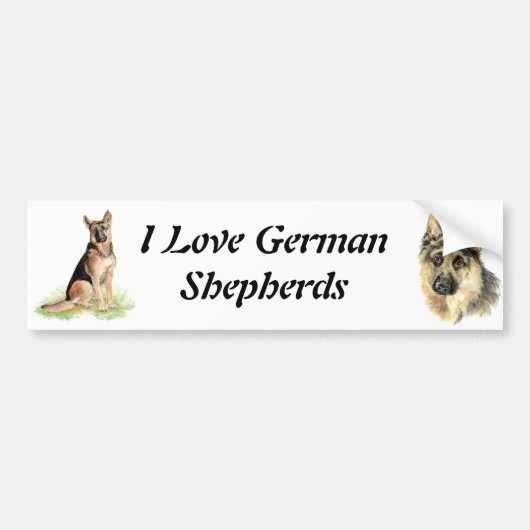 Waterverf Duitse Herder Huisdier Hond Dier Bumpersticker (Voorkant)