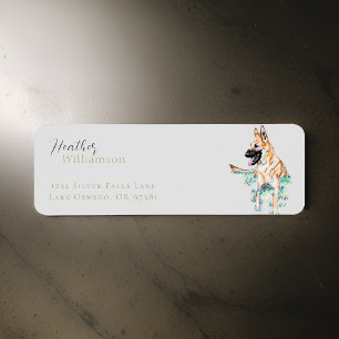 Waterverf Duitse herder Malinois Dog Etiket