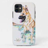 Waterverf Duitse Herder Malinois Monogram Case-Mate iPhone Case (Achterkant)