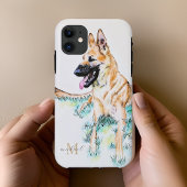 Waterverf Duitse Herder Malinois Monogram Case-Mate iPhone Case