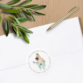 Waterverf Duitse Herder Malinois Retouradres Ronde Sticker