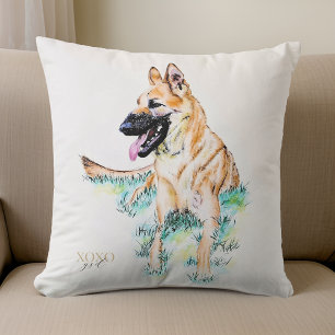 Waterverf Duitse Herder Malinois XOXO Kussen
