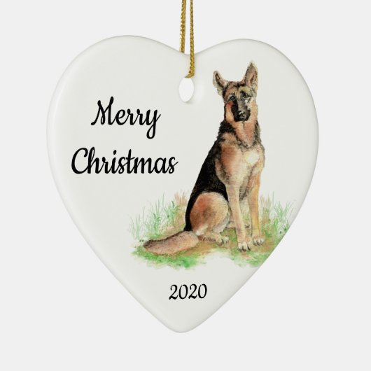 Waterverf Duitse herder met aangepaste kerstdagen Keramisch Ornament (Rechts)