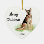 Waterverf Duitse herder met aangepaste kerstdagen Keramisch Ornament (Voorkant)
