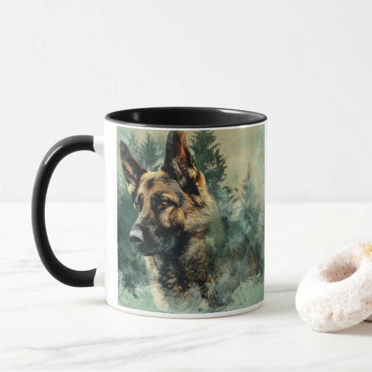 Waterverf Duitse Herder Mok (Met donut)