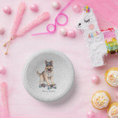 Waterverf Duitse herder papier kom (Feest)