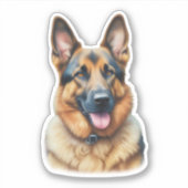 Waterverf Duitse herder Sticker (Voorkant)