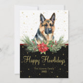 Waterverf Duitse herdershond Happy Howholidays Feestdagenkaart (Voorkant)