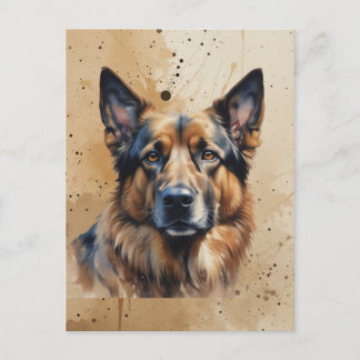 Waterverf Duitse Herdershond Huisdier Hond Dier Briefkaart