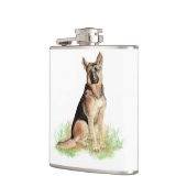 Waterverf Duitse Herdershond Huisdier Leuk Dier Heupfles (Links)