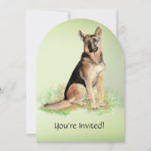Waterverf Duitse herdershond verjaardagsfeestje Kaart (Voorkant)