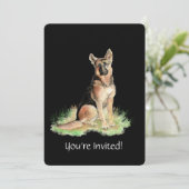 Waterverf Duitse herdershond verjaardagsfeestje Kaart (Staand voorkant)