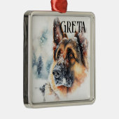 Waterverf DUITSE SHEPHERD DOG Metalen Ornament (Rechts)