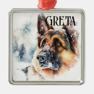 Waterverf DUITSE SHEPHERD DOG Metalen Ornament
