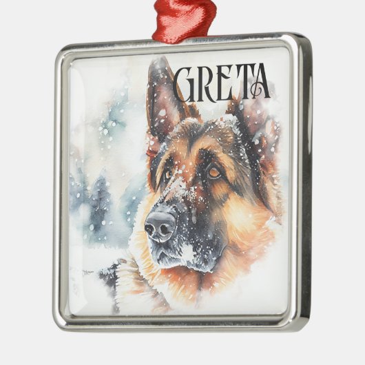 Waterverf DUITSE SHEPHERD DOG Metalen Ornament (Links)