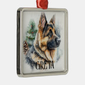 Waterverf DUITSE SHEPHERD DOG Metalen Ornament (Rechts)