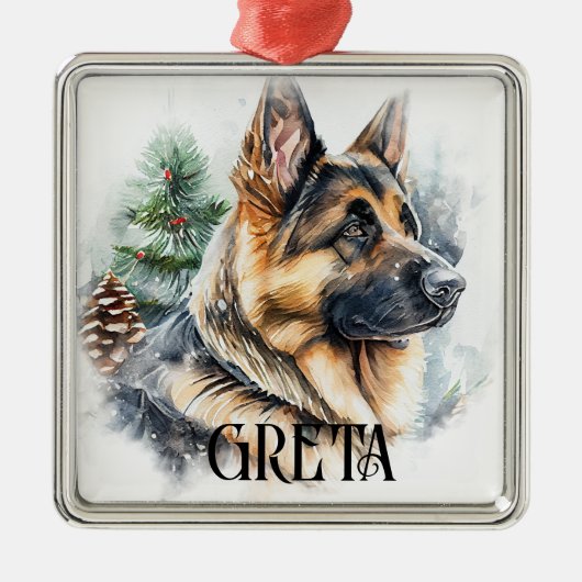 Waterverf DUITSE SHEPHERD DOG Metalen Ornament (Voorkant)