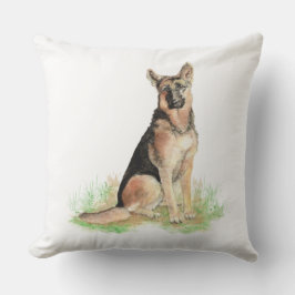 Waterverf Duitse Shepherd Dog Pet Animal Art Buitenkussen