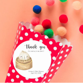 Waterverf dumpling - bedankt babyshower ronde sticker