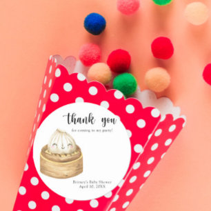 Waterverf dumpling - bedankt babyshower ronde sticker