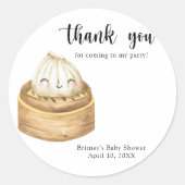Waterverf dumpling - bedankt babyshower ronde sticker (Voorkant)