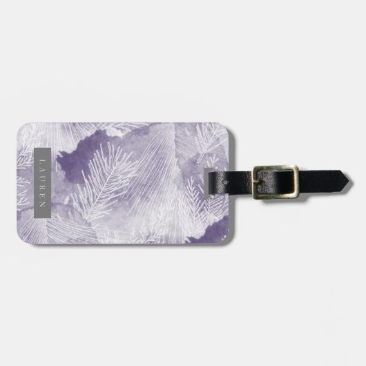Waterverf Dusk Paarse Monogram Bagagelabel (Voorkant horizontaal)