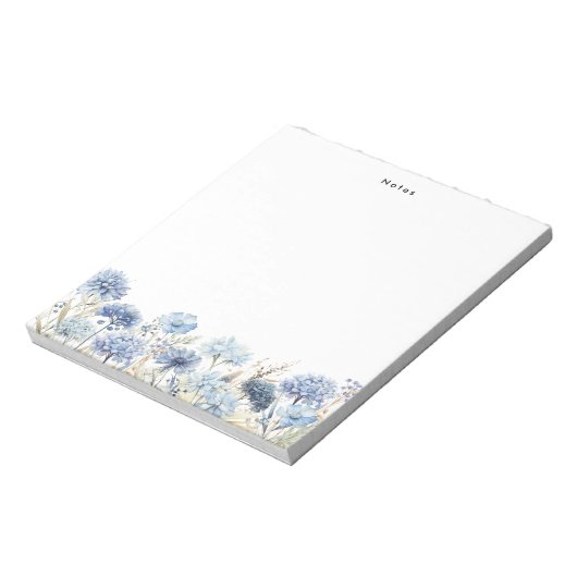 Waterverf Dust Blue Hydrangeas Gepersonaliseerd Notitieblok (Linkerzijde)