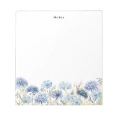 Waterverf Dust Blue Hydrangeas Gepersonaliseerd Notitieblok (Voorkant)