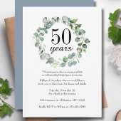 Waterverf Dusty Blue 50th Wedding Jubileum Kaart