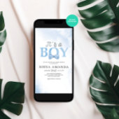 Waterverf Dusty Blue Baby shower Kaart