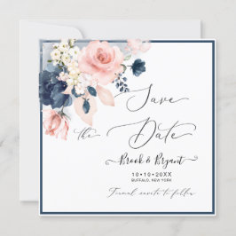 Waterverf Dusty Blue Blush Rozen Kaart