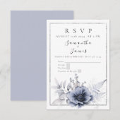 Waterverf Dusty Blue Bohemian Floral RSVP Kaartje (Voorkant / Achterkant)