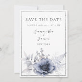 Waterverf Dusty Blue Bohemian Floral Save The Date (Voorkant)