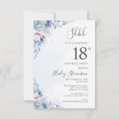 Waterverf Dusty Blue Boho Budget 18e Verjaardag Kaart (Voorkant)