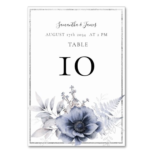 Waterverf Dusty Blue Boho Floral Wedding Kaart (Voorkant)