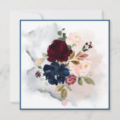 Waterverf Dusty Blue Bourgogne Blush Rozen Kaart (Achterkant)