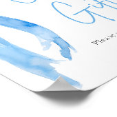 Waterverf Dusty Blue Bow Kaarten en Geschenken Tek Poster (Hoek)