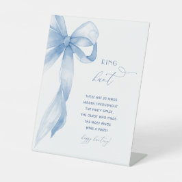 Waterverf Dusty Blue Bow Ring Hunt Vrijgezellenfee Reclamebord Met Voetstuk