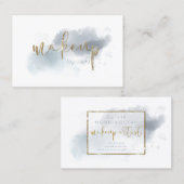 Waterverf Dusty Blue en Gold Makeup Visitekaartje (Voorkant / Achterkant)