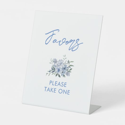 Waterverf Dusty Blue Favors Vrijgezellenfeest teke Reclamebord Met Voetstuk (Voorkant)