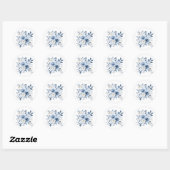 Waterverf Dusty Blue Floral Boho Vrijgezellenfeest Ronde Sticker (Vel)