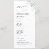 Waterverf dusty blue floral bruiloft programma programmakaart (Achterkant)