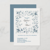 Waterverf Dusty Blue Floral bruiloft uitnodiging (Voorkant / Achterkant)