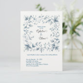 Waterverf Dusty Blue Floral bruiloft uitnodiging (Staand voorkant)