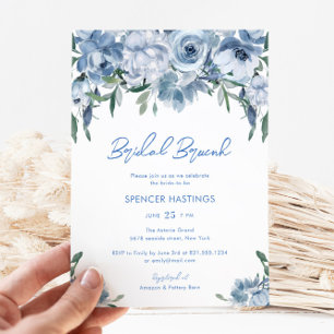 Waterverf Dusty Blue Floral Brunch Vrijgezellenfee Kaart