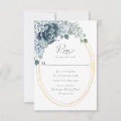 Waterverf Dusty Blue Floral maaltijden Brouwerij RSVP Kaartje (Voorkant)