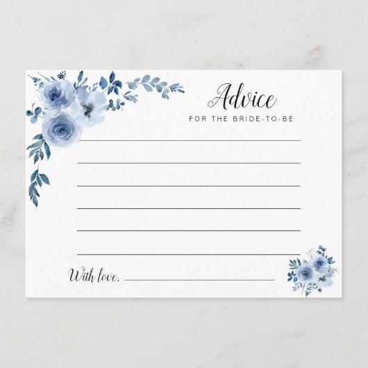 waterverf dusty blue floral opinion advieskaart (Voorkant)