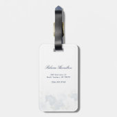 Waterverf Dusty Blue Floral Script Custom Bagagelabel (Achterkant verticaal)